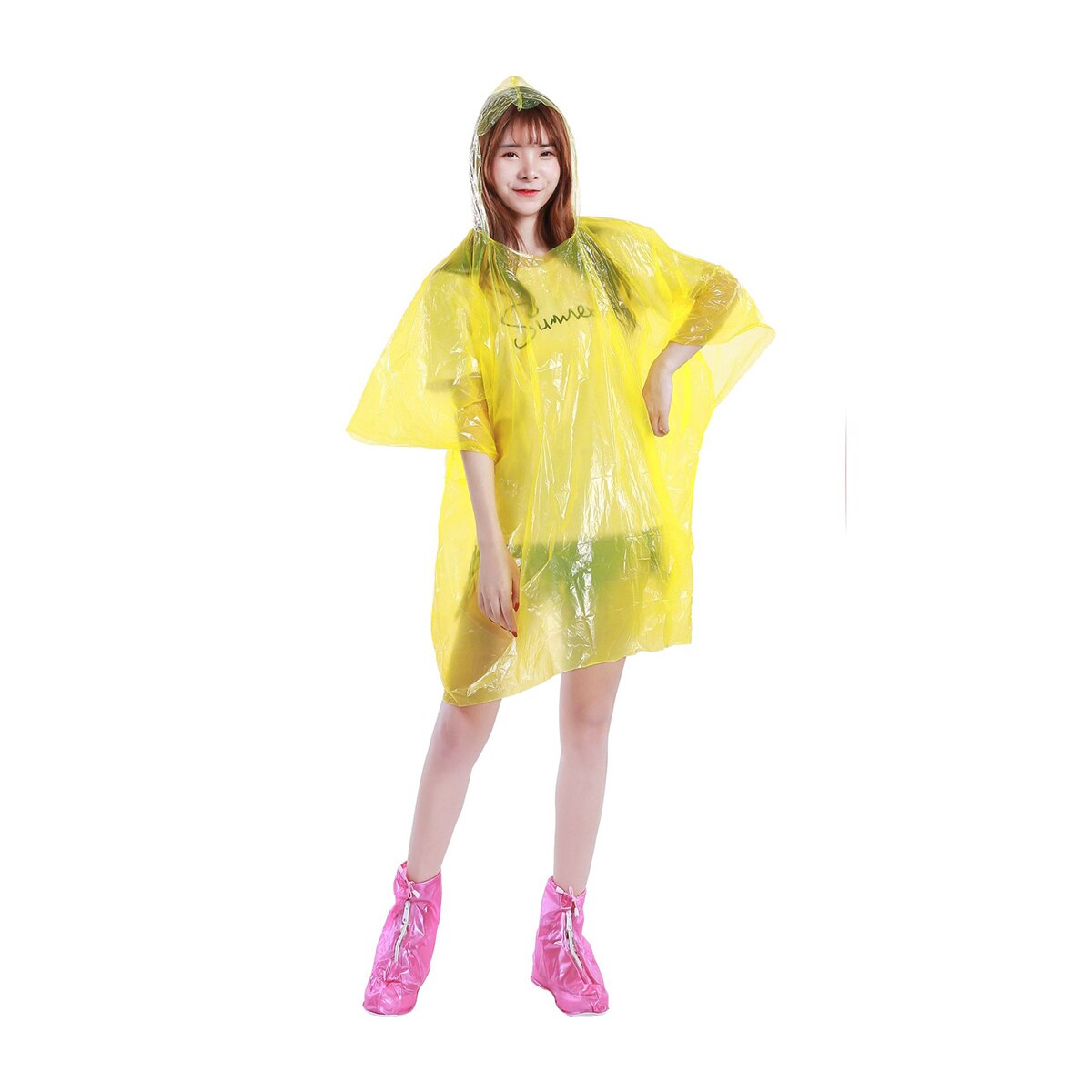 Womens Waterdichte Regenjas Poncho Single Layer Regenjas Pvc Regenkleding Voor Volwassenen Willekeurige Kleur: No Drawstring