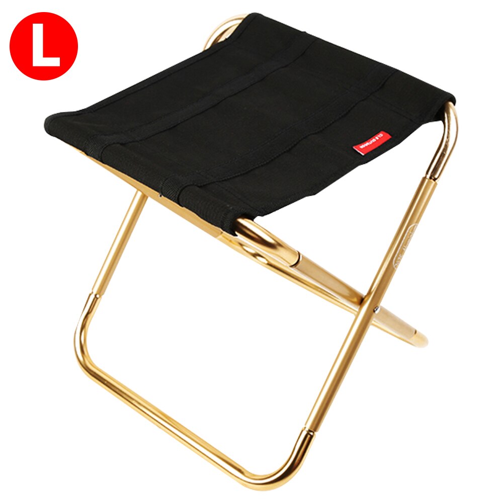 sfit Outdoor Foldable Fishing Chair Ultra Light Weight Portable Folding Camping Aluminum Alloy Picnic Fishing Chair with Bag&: gold L