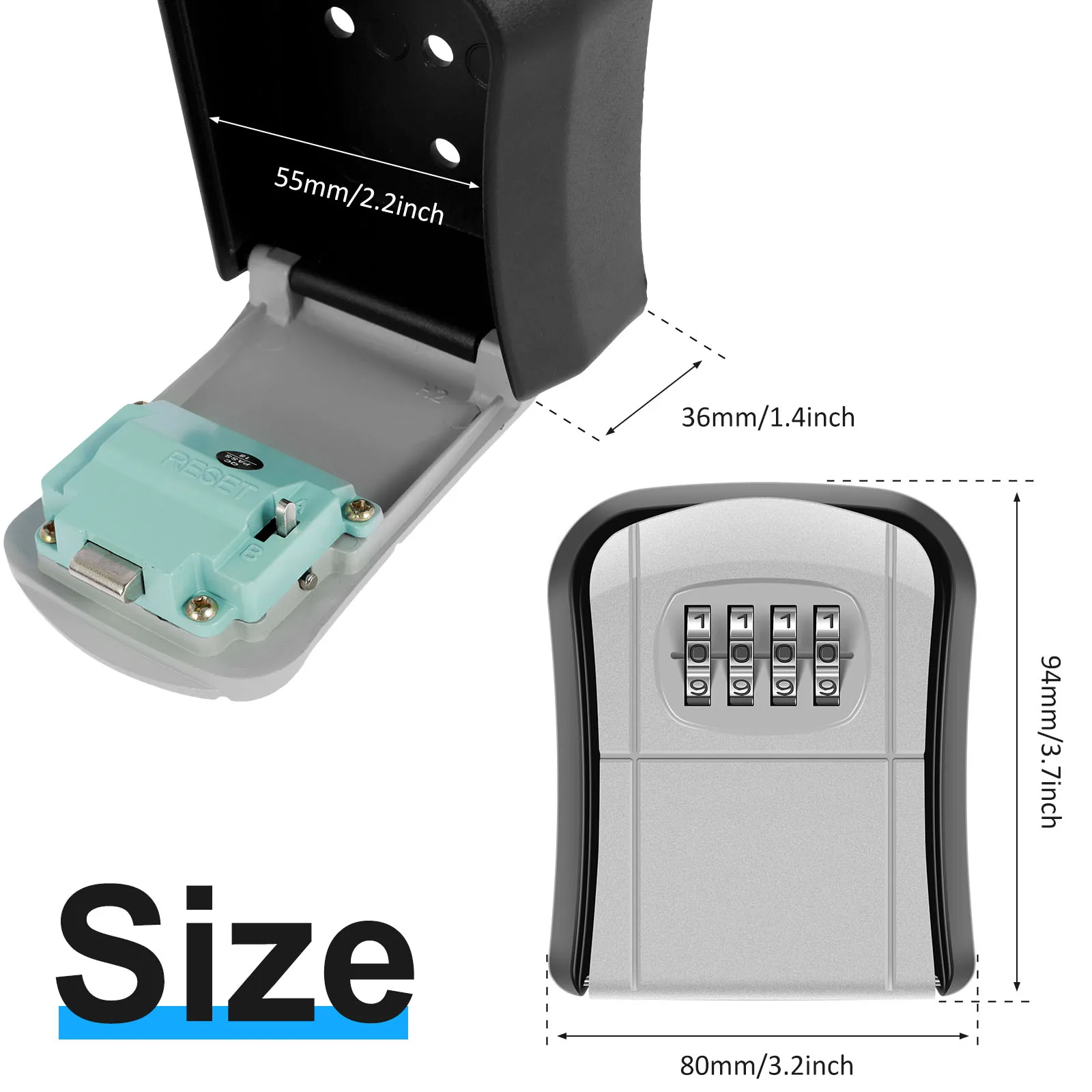 Key Lock Box Wall-Mount Secret Code Security Key Safe Storage Box No Key Home Office Weatherproof Safe Key Keeper Organizer: WHITE