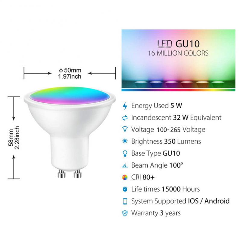 Wifi Slimme Lamp Led GU10 Spotlight 5W Rgbcw Cozylife App Dimbare Lamp Voice Control Via Alexa Google thuis Homekit