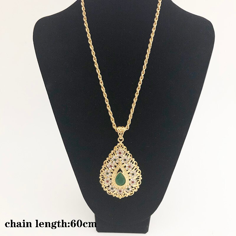 Stile marocchino Rotonda Pendent Colorato Crystle A Lunga Catena Della Collana Caften Accessori Ragazza Regalo Marocco Fiore Collana Cava