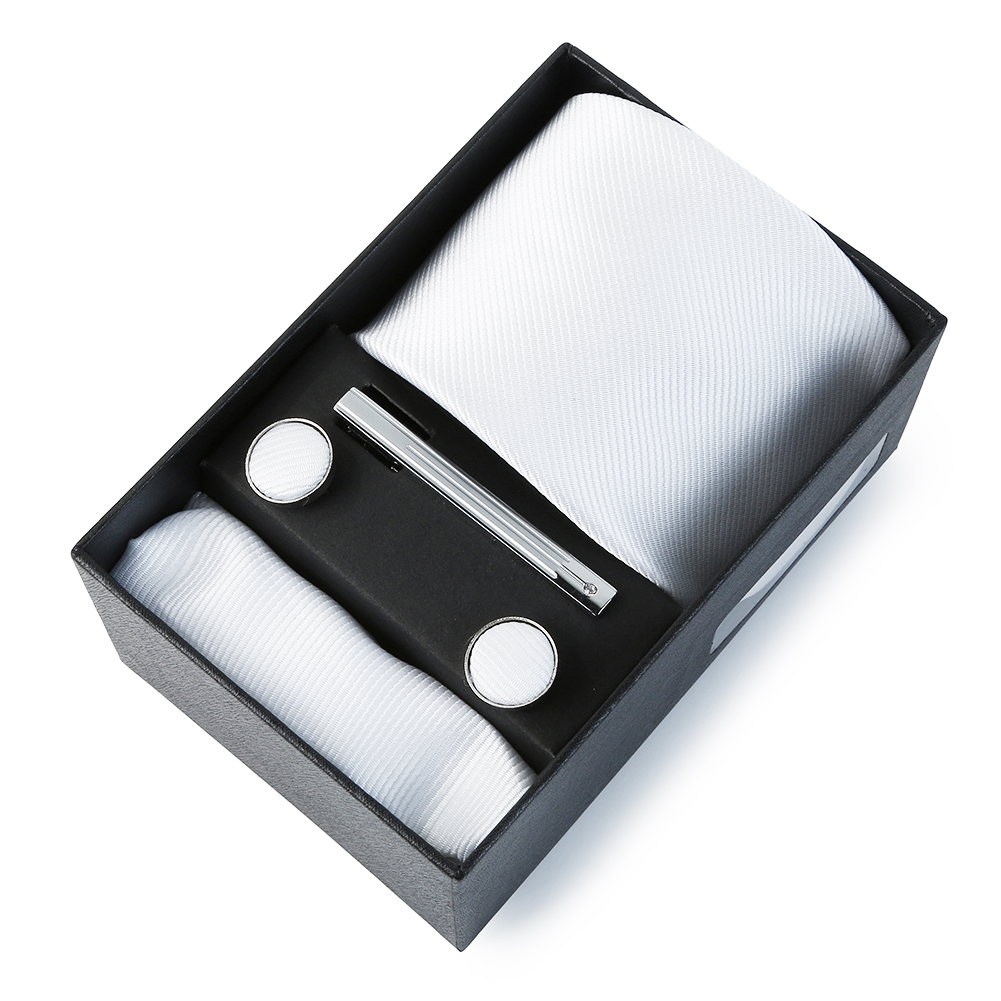 Cravate de mariage pour hommes, couleur unie, en soie, poche carrée, coffret de luxe de styliste pour hommes, accessoire de mariage