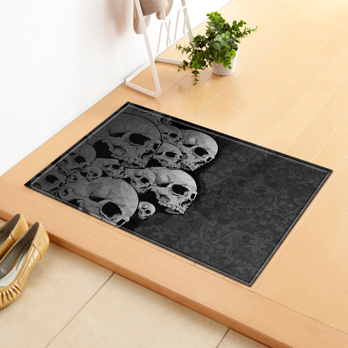 Zeegle skull trykt dørmåtte kontorstol gulvmåtter gang tæpper skridsikker badeværelse måtter køkken tæppe soveværelse sengebord tæpper: Kranium 12 / 40 x 60cm