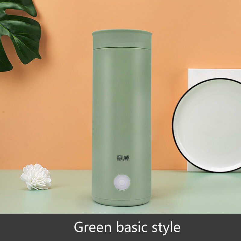 Upgraded style smart heating water cup health cup electric heating cup automatic portable travel porridge cup milk heating cup: Green Mechanical