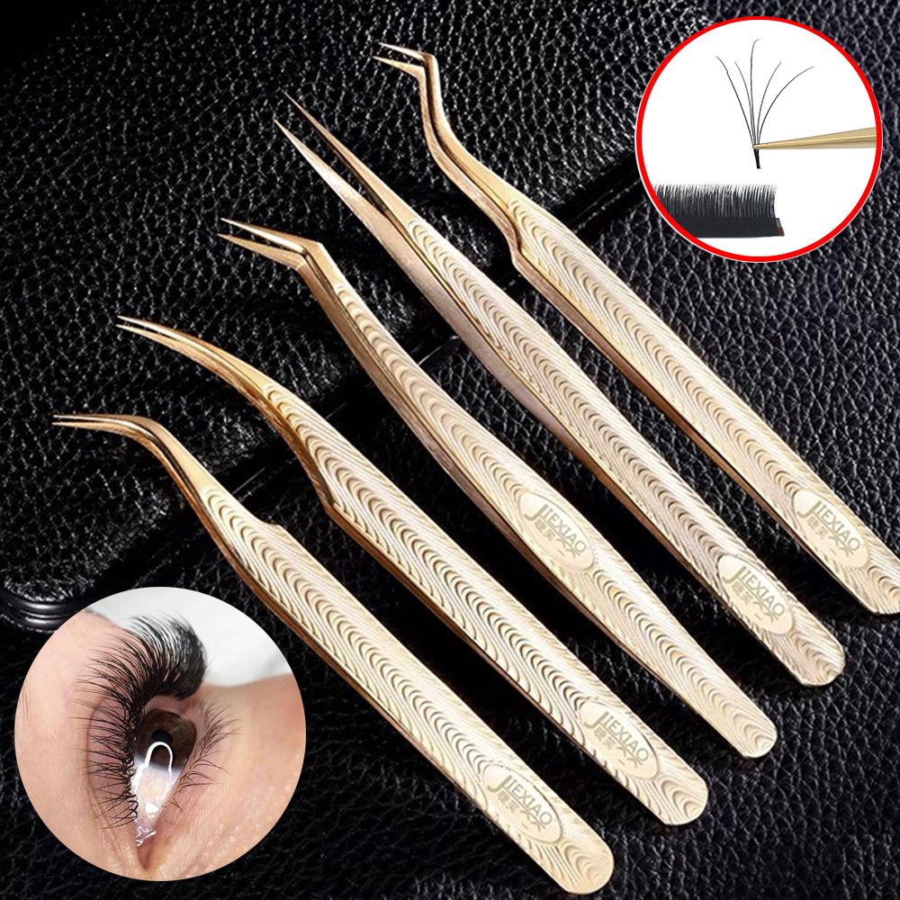 1 PC Volume Eyelash Extensions Tweezers Stainless Steel Lash Tweezers Curved Precise for Eyelash Extensions Application