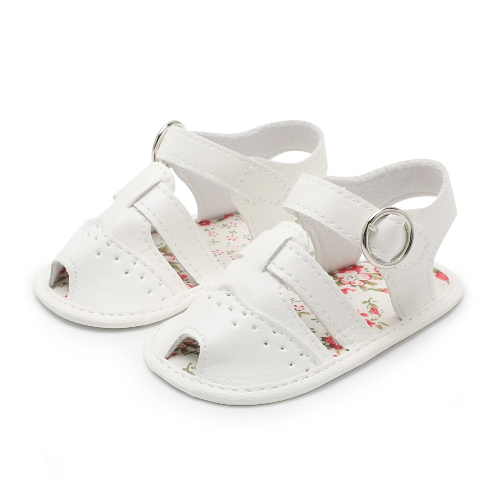 Baby Girl Shoes boy Sandals Toddler Infant PU Soft sole peep-toe Flower Outdoor walking First walkers Summer shoes for girl: White / 13-18 Months