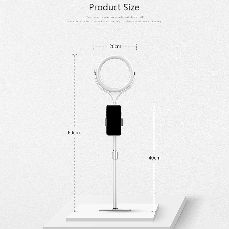 8 inch 20cm led selfie ringlicht studiofotografie foto ring invullicht met statief voor smartphone make-up live 3000k-6500k