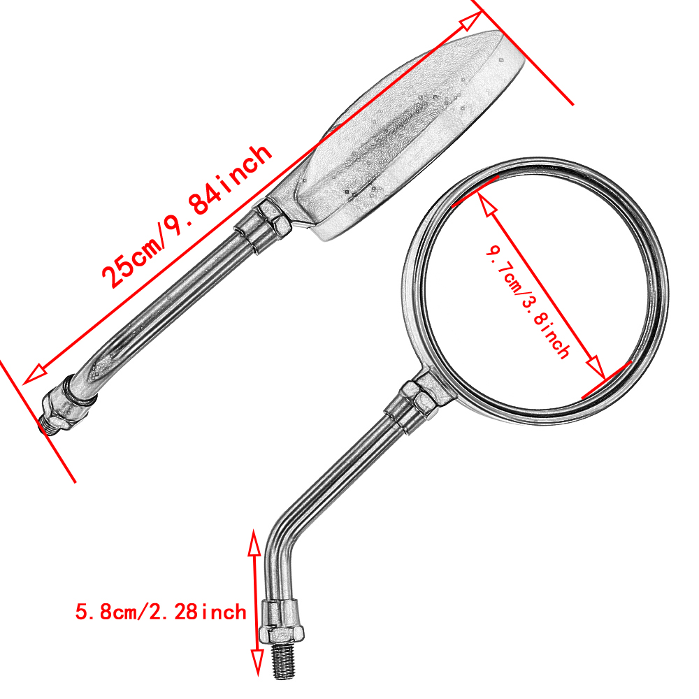 Universal Motorcycle Black Round Long Stem Retro Rear Mirror For Most 10mm Thread Dia Rear View Mirror Motorbike Side Mirrors