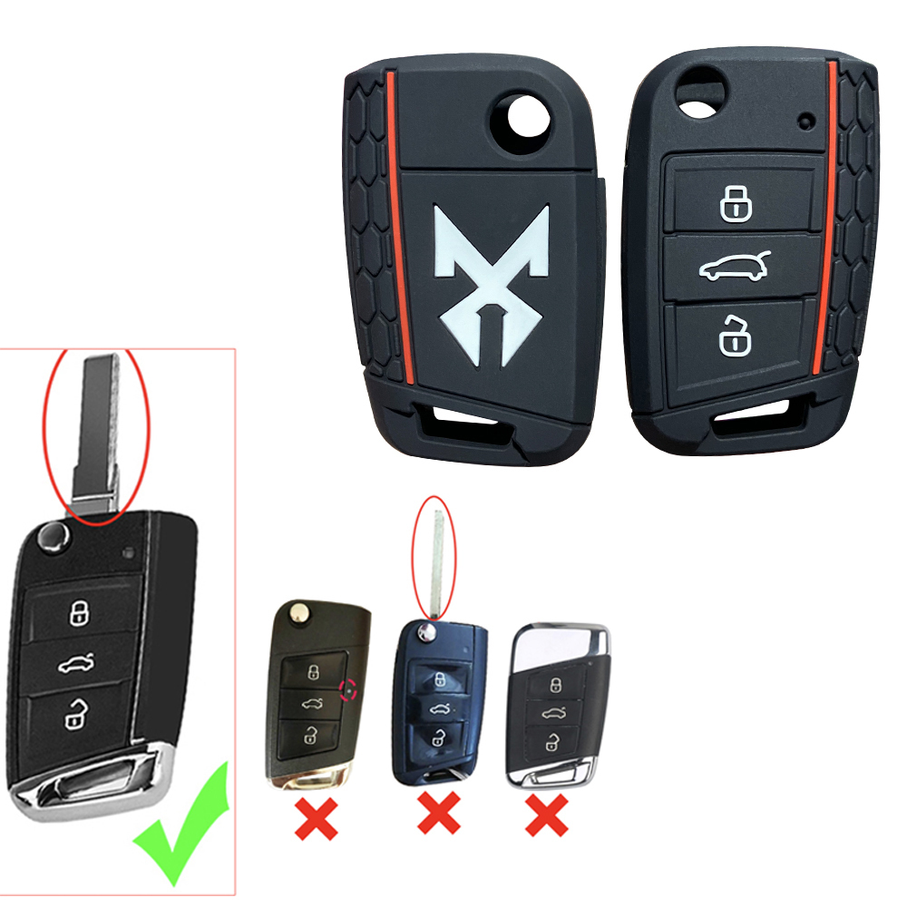 3 Knop Siliconen Key Case Houder Voor Vw Polo Golf 7 Voor Seat Leon 5f Ibiza Rapid Octavia Karoq Voor skoda Rapid Fabia Ibiza Leon: B black