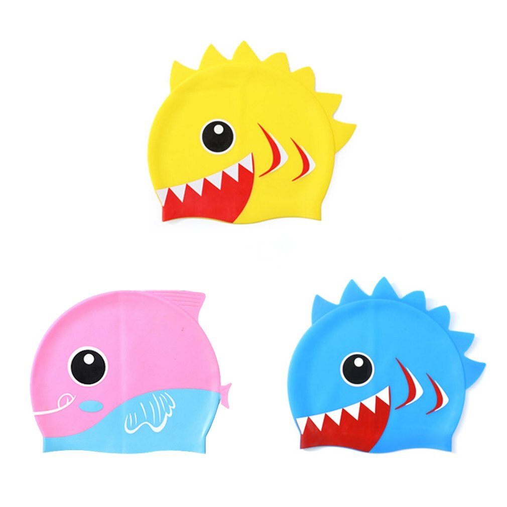 Swimming cap children ear protect Boys Girls Silicone Waterproof kids piscina Swim Pool caps elastic fish cartoon Diving hat: Default Title