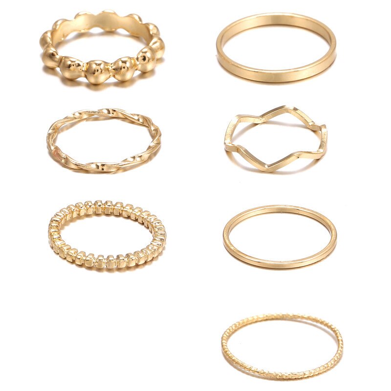 8 Stks/sets Fijnere Ringen Set Voor Vrouwen Metal Hollow Ronde Opening Vrouwen Gesp Joint Staart Vinger Ring Voor Meisje Party huwelijksgeschenken: ZJ3358