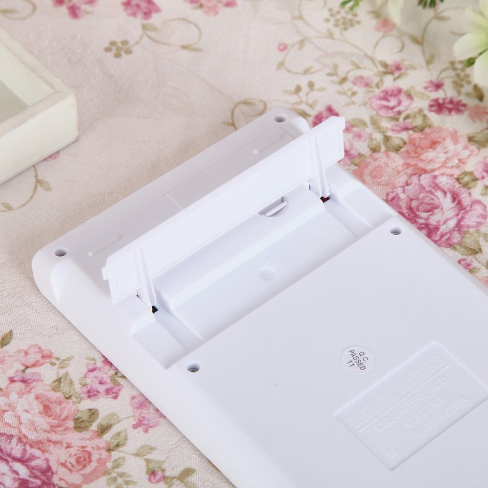 Pure White 12 Digits Dual Powered Desktop Calculator Standard Function Calculator LCD Display Match Apple