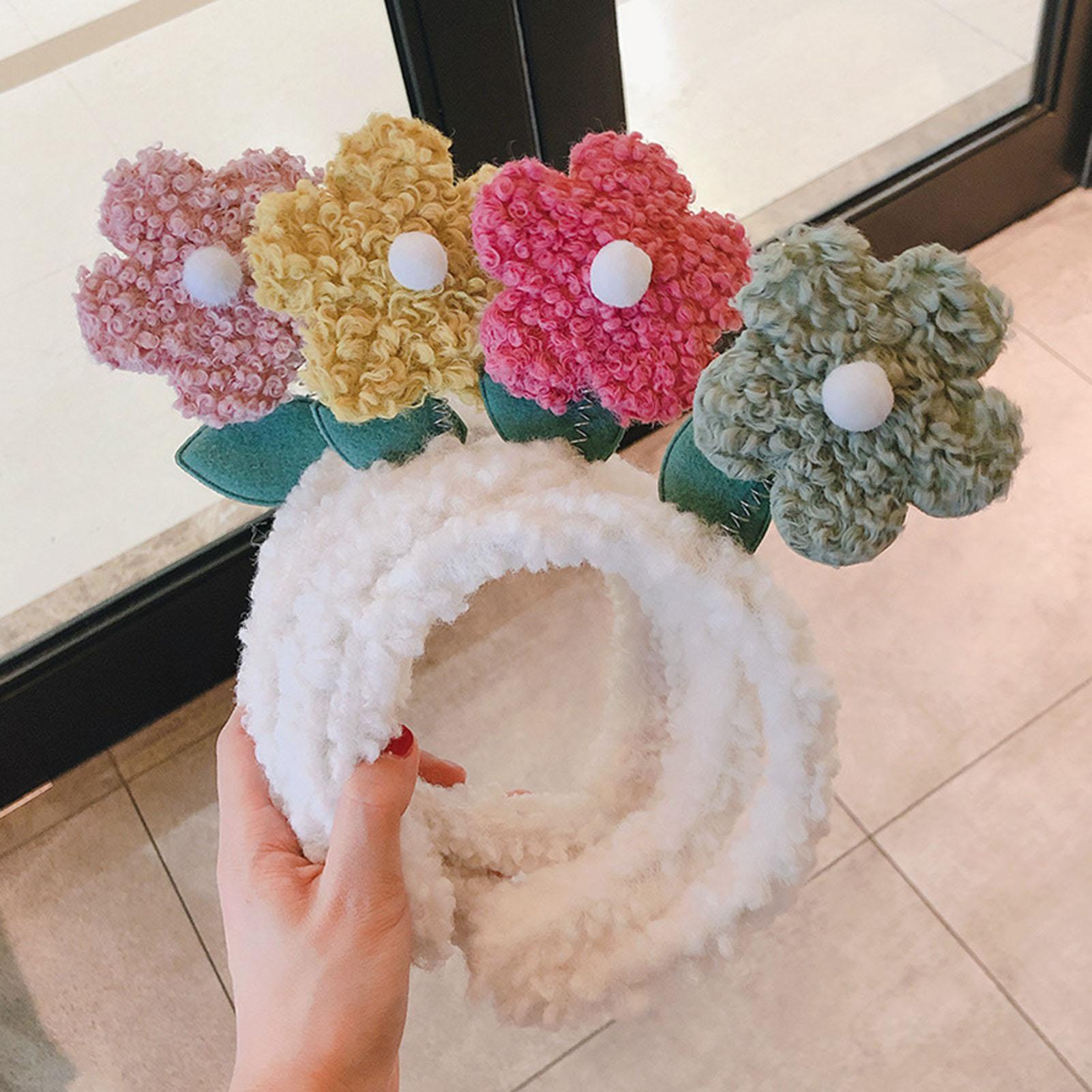 Diadema de flores de dibujos animados para niña y mujer, diadema para el pelo de otoño e invierno