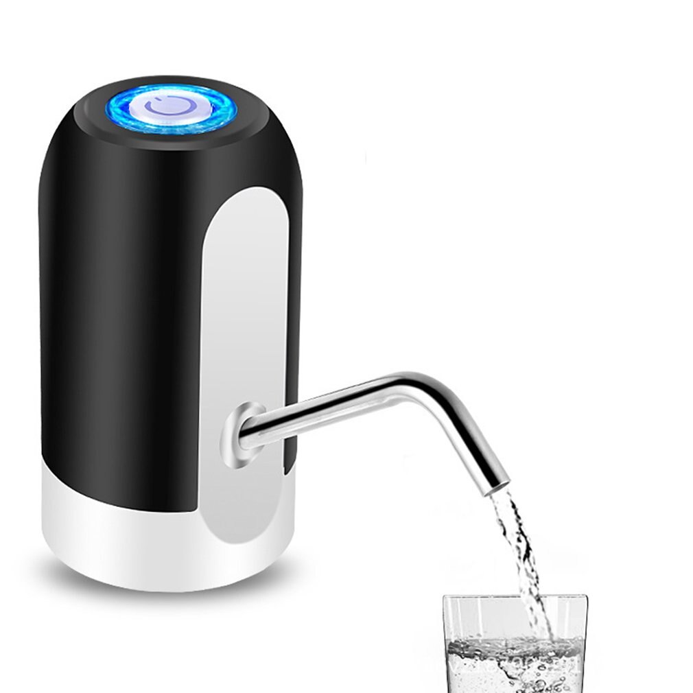 Elektrisk vanddispenser bærbar smart trådløs gallon drikkeflaskekontakt usb genopladelig 2 farver: Sort