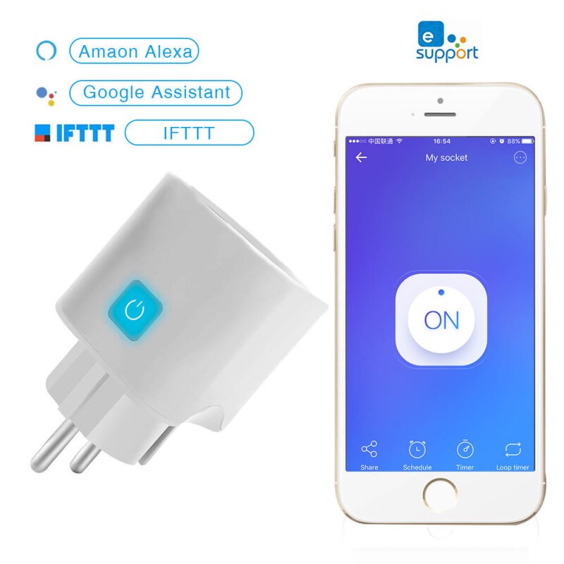 Ewelink – prise intelligente wi-fi, contrôle avec application EU, synchronisation de la prise, module de contrôle d&#39;automatisation intégré, compatible avec alexa google Alice,