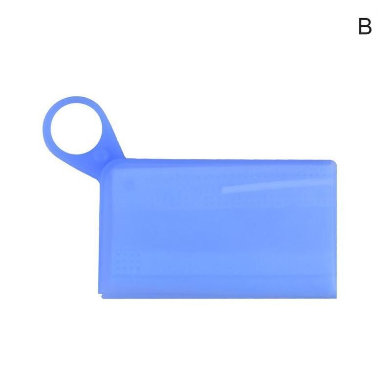 1 stuks dozen maskers bewaren siliconen masker tijdelijke opslagclip opvouwbare draagbare waterdichte doos om maskers op te bergen dozen maskers bewaren houder: Blauw