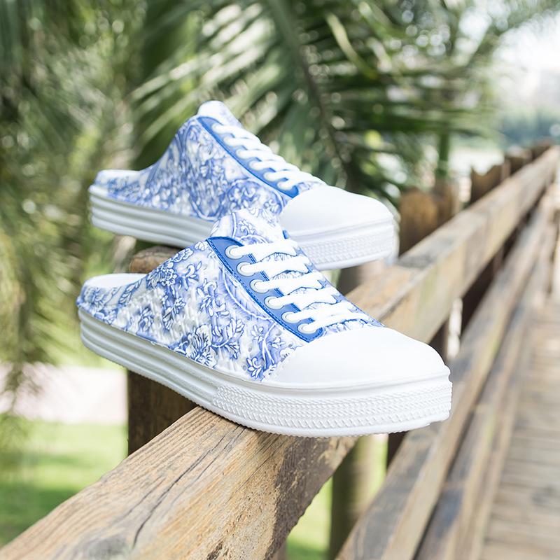 Original Klassische verstopft Garten kippen-Flops Wasser Schuhe Frauen Sommer Strand Aqua Slipper draussen Schwimmen Sandale Multi-Grafik Schuhe: Himmel-Blau / 7