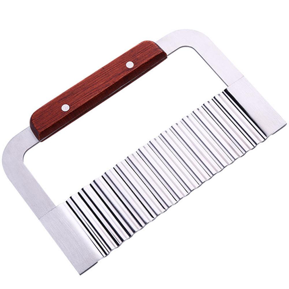Hardwood Handle Crinkle Wax Vegetable Soap Cutter Fruit Wavy Slicer Stainless Steel Potato Cucumber Carrot Waves Cutting Slicer: Default Title