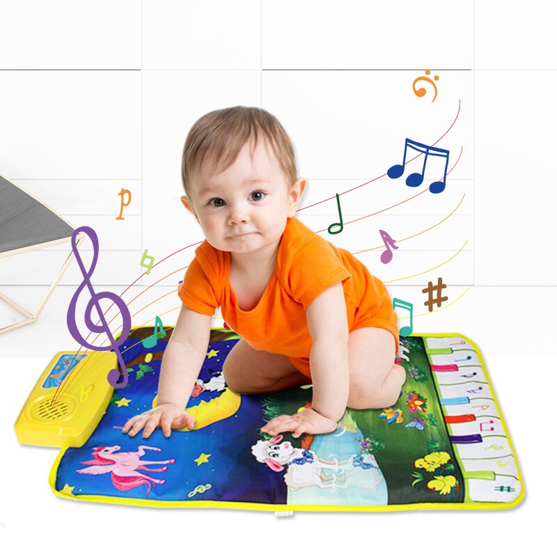 37.5X62Cm Kind Baby Touch Play Game Carpet Mat Met 8 Toetsen & 7 Dieren Geluiden Muzikale speelgoed Zingen Muziek Maan En Dieren