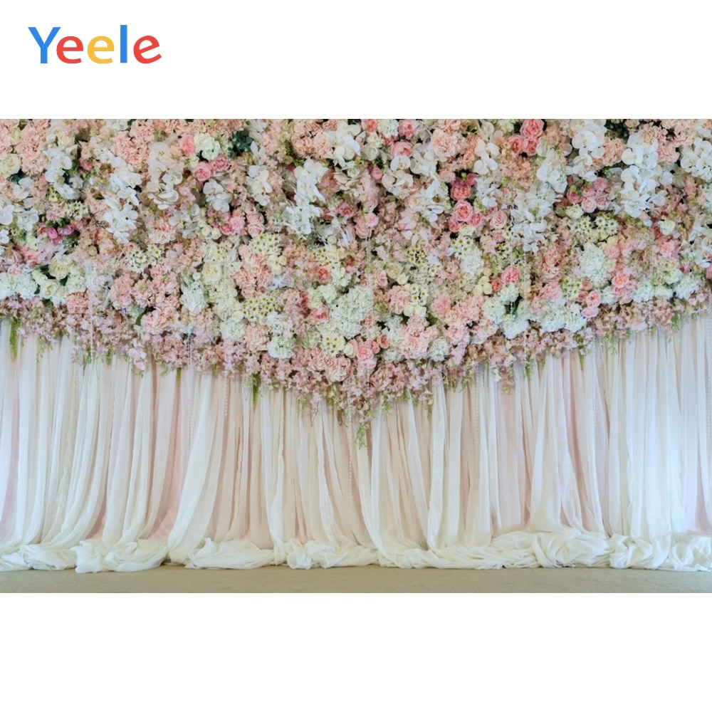 Photophone Wedding Achtergrond Bloem Gordijn Bloemen Decoratie Fotografie Achtergrond Photocall Voor Fotostudio Custom Vinyl