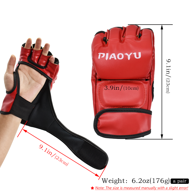 Guantes de entrenamiento de boxeo , cojín de cuero de medio dedo para adultos, Sanda, boxeo, entrenamiento UFC, protección para los dedos