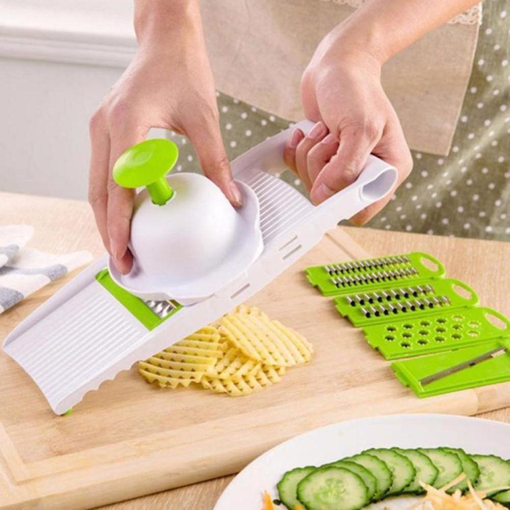 7 Pcs Vegetable Cutter Set Holder Slicer Potato Peeler Carrot Green Grater Shredders Kitchen Accessories Tool Gadget