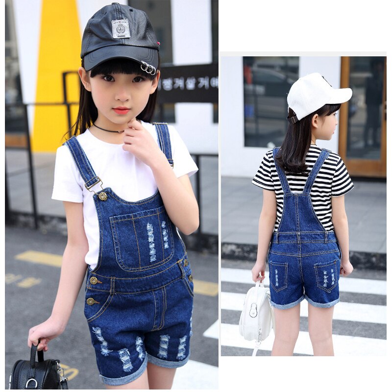 Peto corto de verano para niñas, pantalones vaqueros cortos con agujeros, ropa para niños de 3 a 9 años,