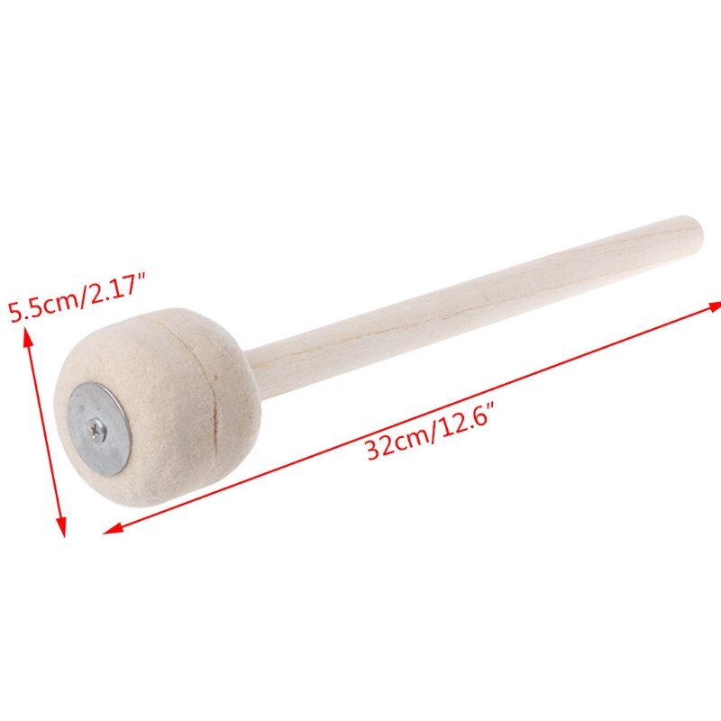1pc paukenstokken, precussion drumstokken, zachte vilten kop, houten handvat