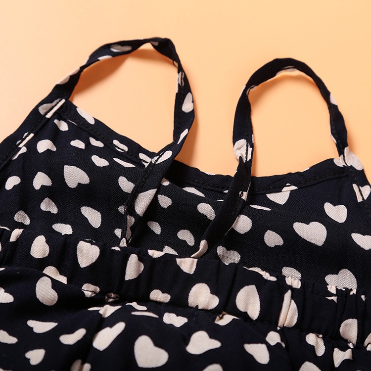 2-7 år/barn sommar jumpsuit för baby flickor kläder barn overall svart söt prick casual långbyxor spädbarn kläder  bc1306