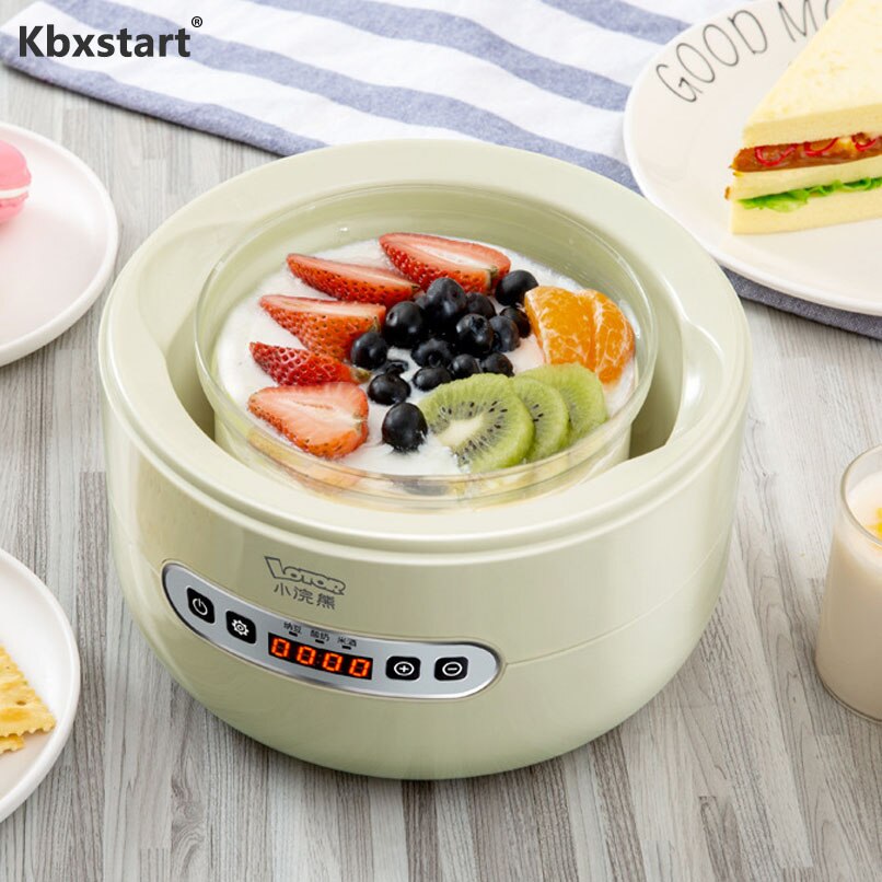 1L Yogurt Maker Smart Natto Rice Wine Machine Yogurt Automatic Multifunctional Fermentation Machine Glass Linner DIY Tools 220V