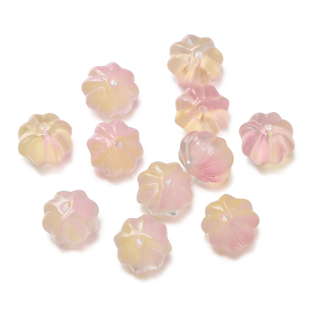 30 unids/pack de cuentas de calabaza de cristal, cuentas espaciadoras sueltas para pulsera, collar, pendientes, llavero, accesorios para hacer joyería hechos a mano DIY: Beige