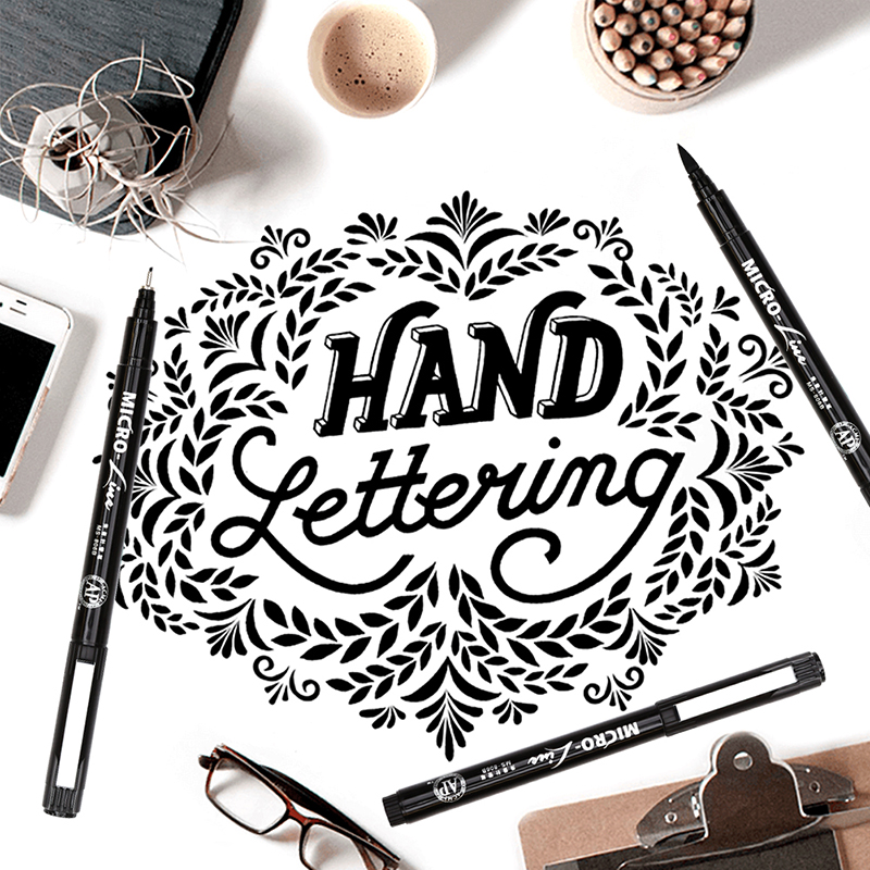Stylos de calligraphie et de dessin à la main, 8 pièces, ligne de dessin, imperméable, marqueurs de croquis, pour artistique