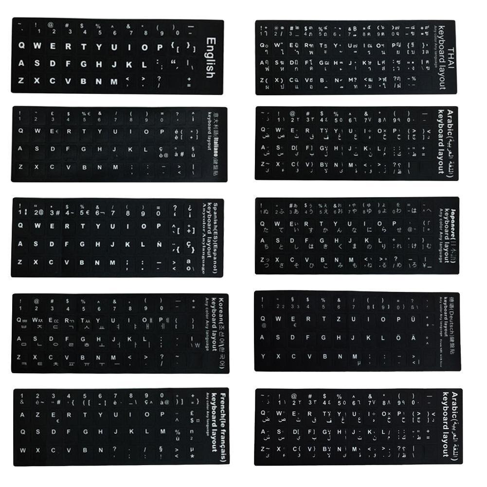 1 stk spansk russisk arabisk fransk tysk hebraisk italiensk koreansk computer tysk sprog vandtætte standard tastatur klistermærker