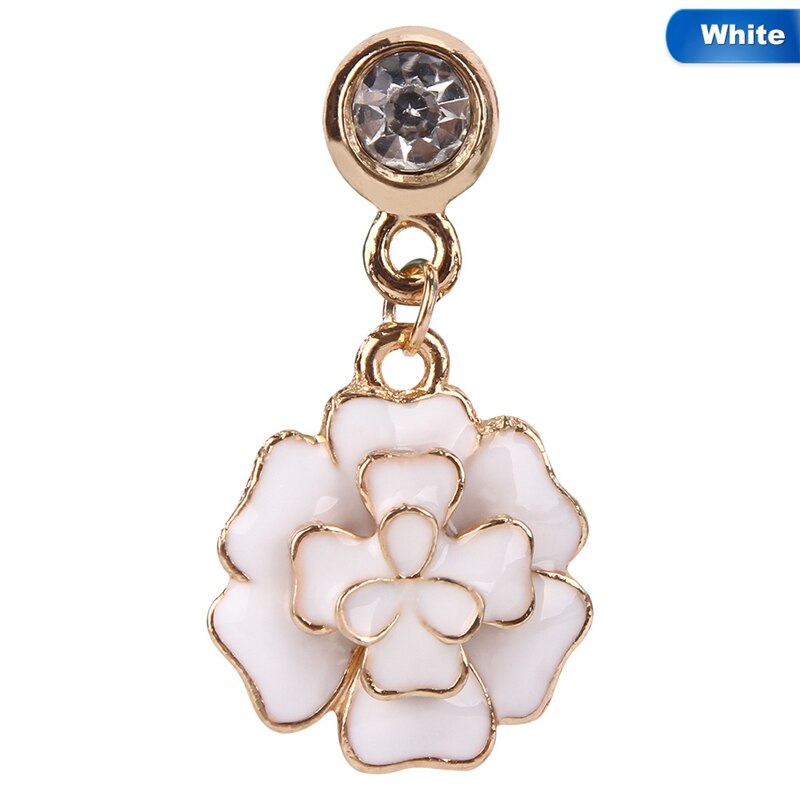 Auriculares a prueba de polvo de 3,5mm para iPhone, auriculares con flores de diamantes de imitación, enchufe antipolvo, accesorios para todos los teléfonos móviles: white