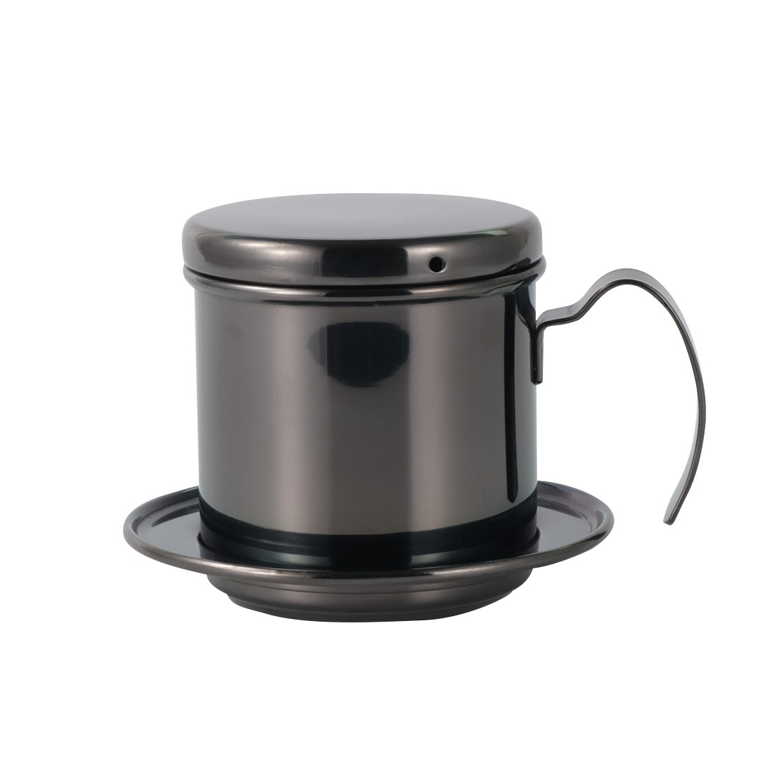 Vietnam Stijl Koffie Filter Mok Cup Kruik Rvs Metalen Koffie Drip Cup Filter Maker Zeef Koele Perfecte Coffeeware: Black Shiny
