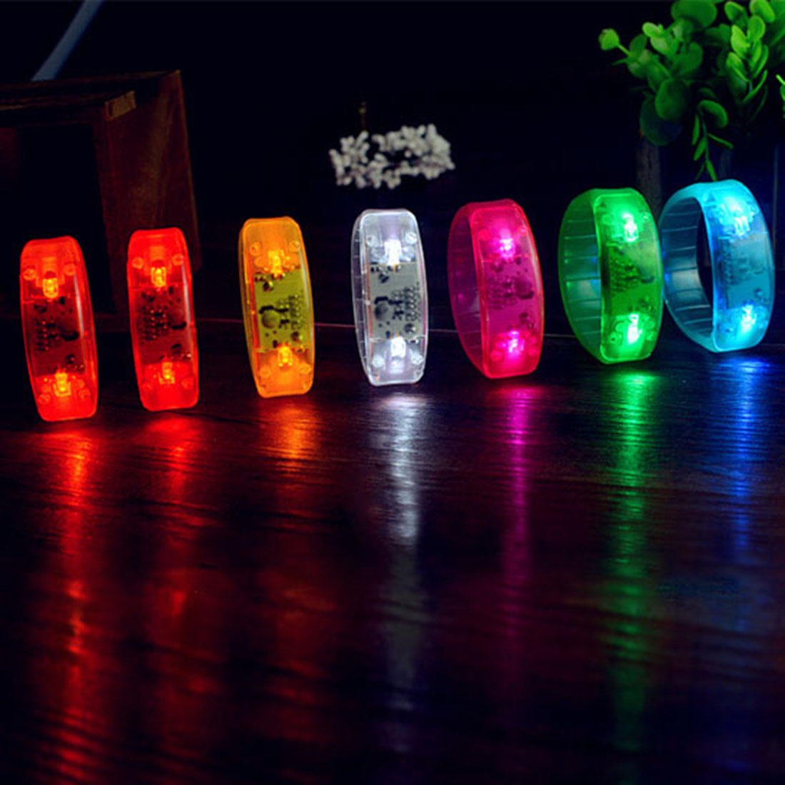 Glow LED Light Up Wristband Voice Control Flashing Bracelet Bangle Cheer Props Rave Glow Party Christmas