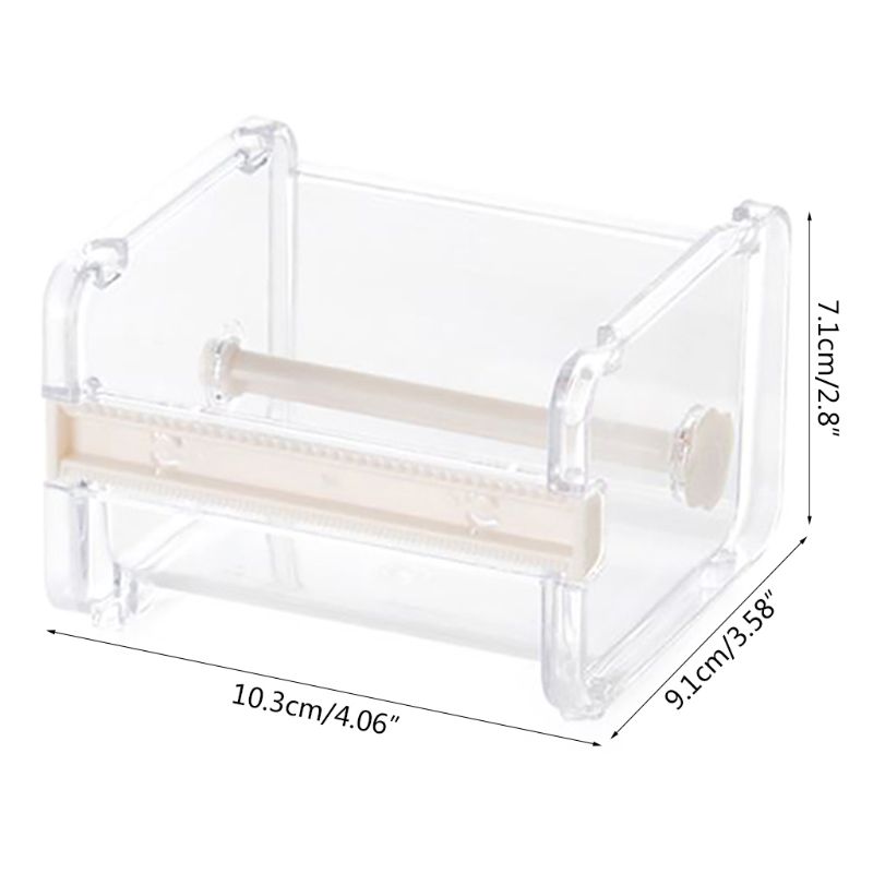Desktop Roll Adhesive Tape Dispenser Cutter Storage Rack Holder Transparent Table Desk Organizer Home School Office Accessory