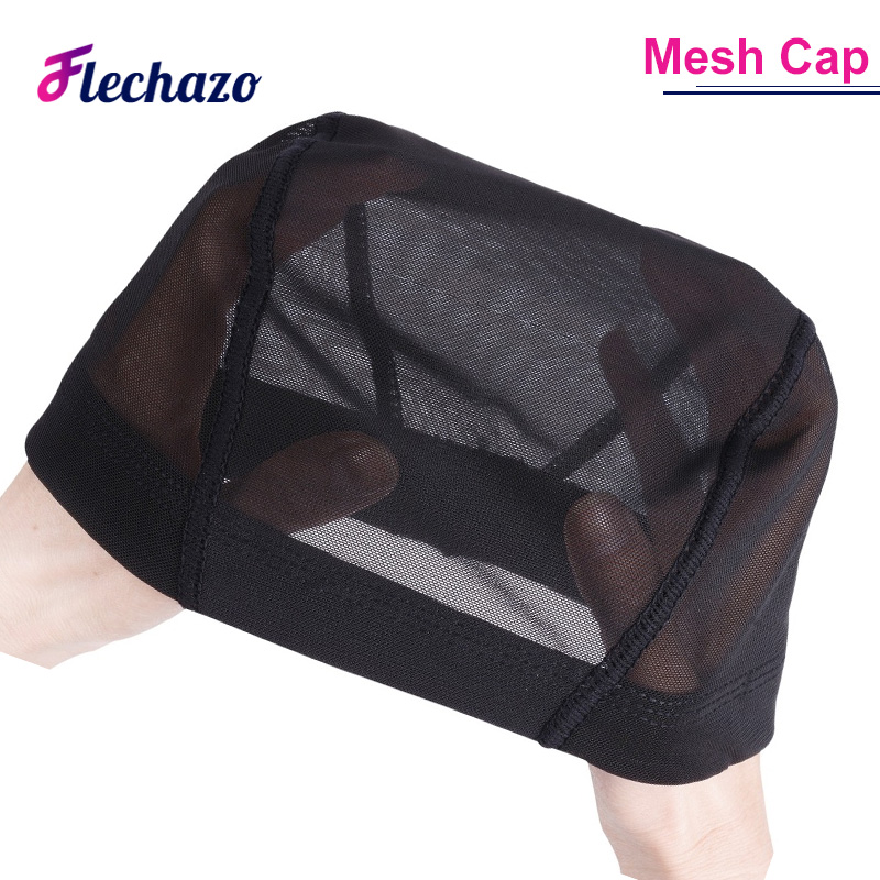 Cuffia per parrucca a cupola durevole da 5 pezzi Cuffia per parrucca in rete traspirante per realizzare parrucche Cuffia per tessitura nera Retine per capelli elastiche Cuffia per parrucca per donna SML