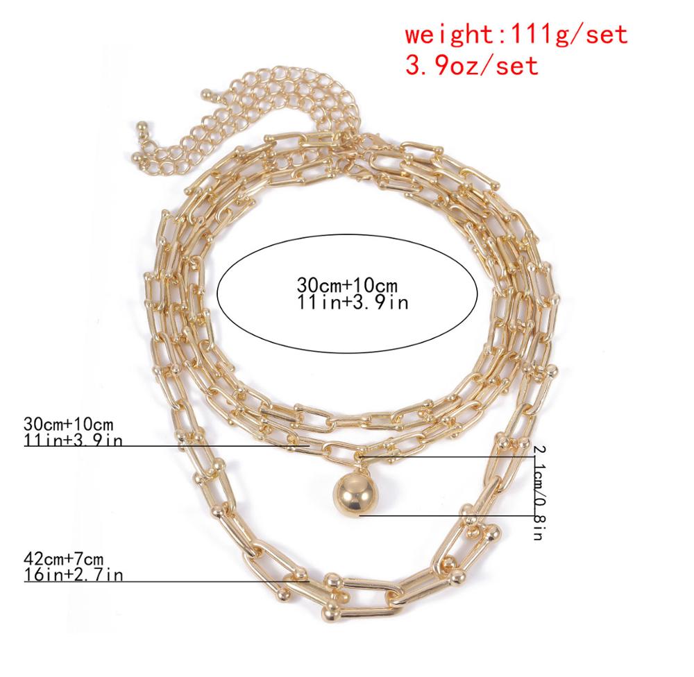 Punk Boho Cubaanse Zware Metalen Ketting Ketting Steampunk Mannen Rock Multilayer Grote Kralen Hanger Choker Ketting Vrouwen Charm Sieraden