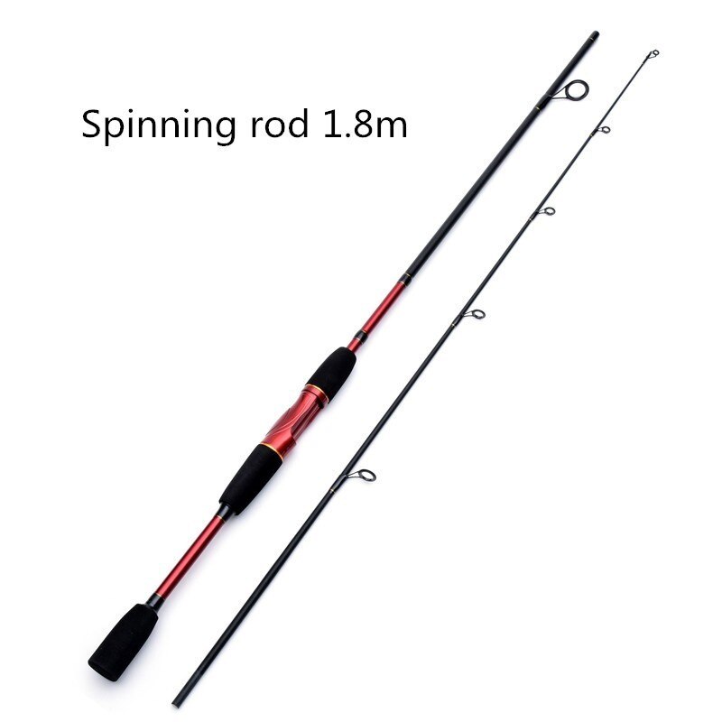 2 sek 7 "M moc węgiel wabik wędka spinning 1.68m / 1.8 M spinning wędka 4 kolory przenośny spinning pręt odlewniczy: Czerwony