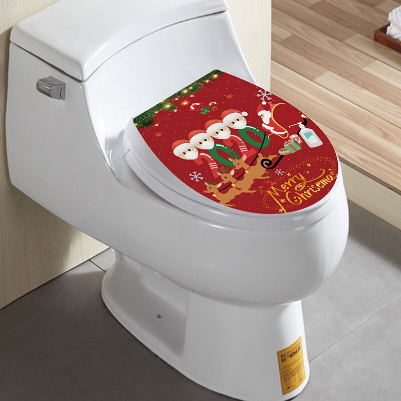 Kerst Decoratie Wc Stickers Koelkast Stickers Venster Muurstickers Badkamer Huishoudelijke Rood Zwart Groen Stijl: 01