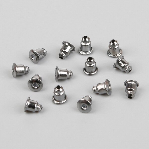 50-100pcs Jewelry Findings Metal Accessories Beads DIY Ear Plugs Post Nuts Clear Soft Silicone Rubber Earring Backs Plug Cap: 5x6mm gunmetal 50Pc