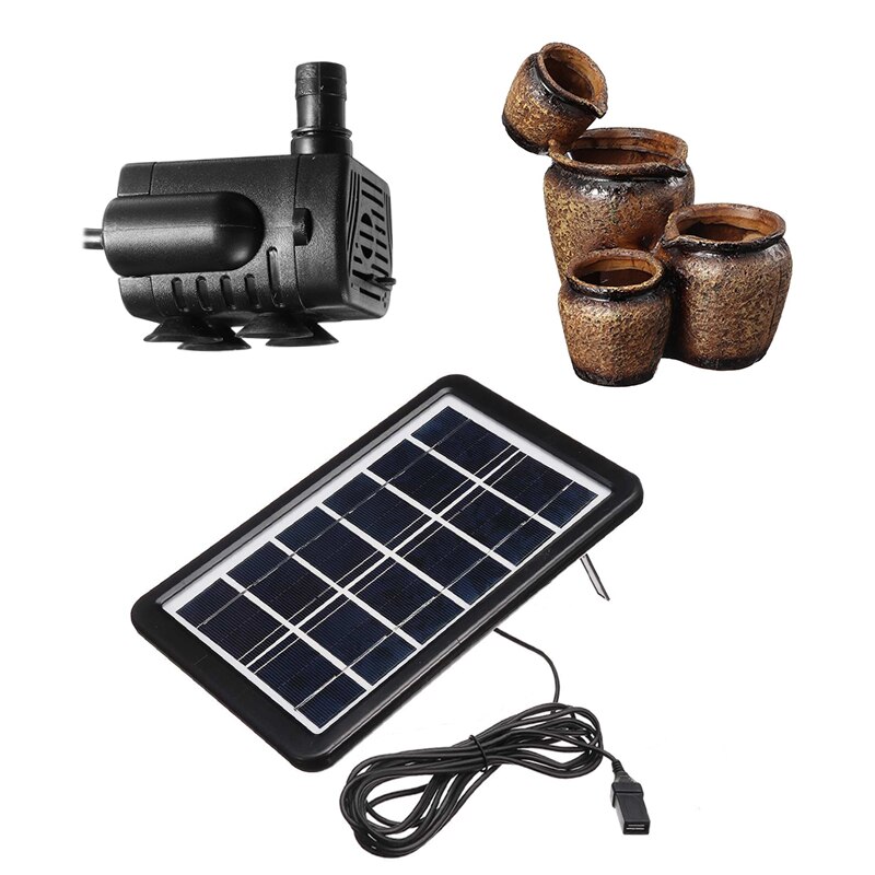 USB Solar Powered Garden Fountain Pump Kit Garden Pool Pond Water Feature Pump Solar Panel Waterfall Fountains Garden Decoration: brown