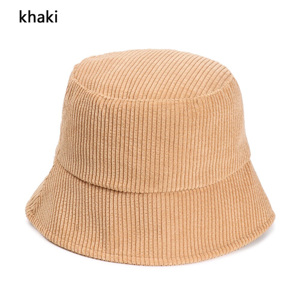 Nowy sztruks kapelusz typu wiaderko dziewczyny moda stały kapelusz wędkarski jesienią i zimą odkryty płasko zakończony kapelusz rybaka cały mecz kapelusz: khaki