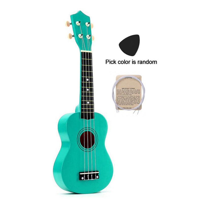Colorful 21 inches Soprano Ukulele Basswood Nylon 4 Strings Ukulele Bag Acoustic Mini Hawaiian Guitar Bass Guitarra for Beginner: Green