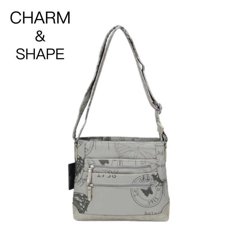 Branded Trend Zachte Pu Lederen Crossbody Tassen Voor Vrouwen Grote Capaciteit Schouder Hand Tassen Vrouwen Vlinder Messenger Bag: Light grey