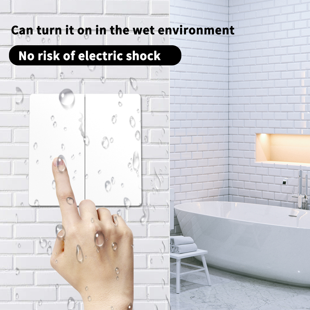 SIXWGH Wireless Switch 1/2 Gang 2 Way Waterproof Push Button Switch No Battery Self-powered Remote Control Light Switch
