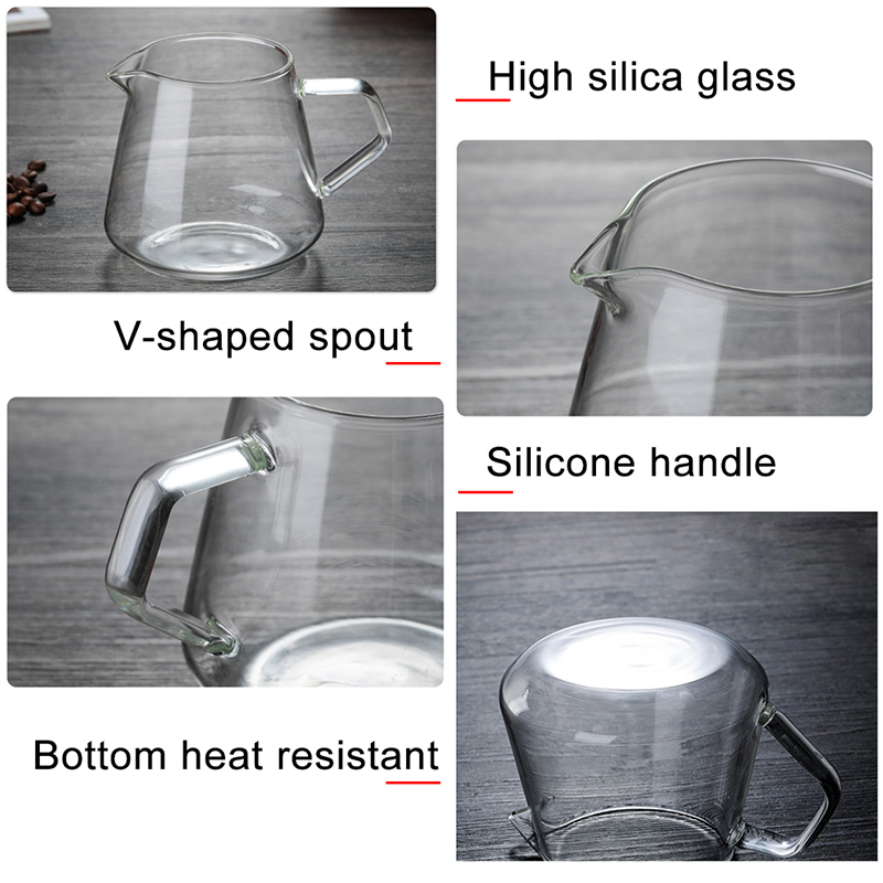 400ML-600ML Glass Coffee Sharing Pot Coffee Server Pour Out Decanter Home Brewing Cup Hand Made Coffee Maker Ice Drip Kettle