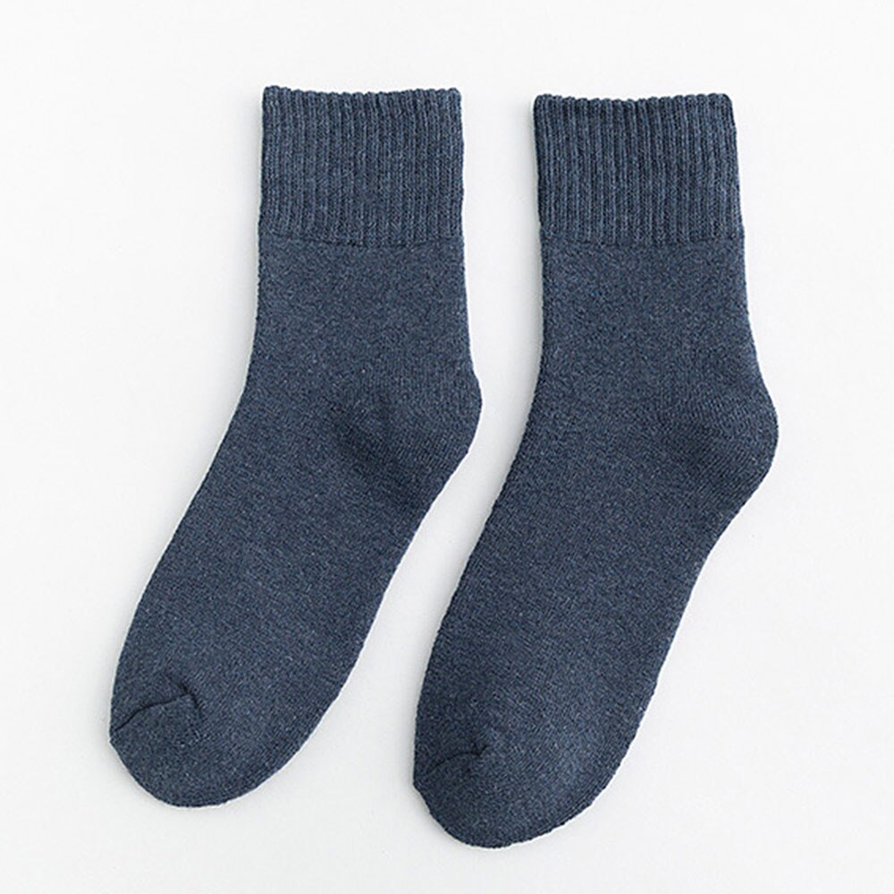 Unisex super tykkere solide sokker merino uld kaninsokker mod kold sne rusland vinter varm sjov glad mandlige mænd sokker: Marine blå