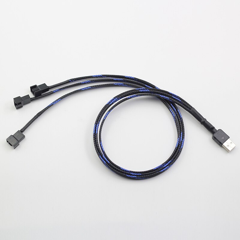 USB to 2-3x 3/4-Pin PWM 5V USB Sleeved Dual Fan Power Adapter Cable 30cm/60cm